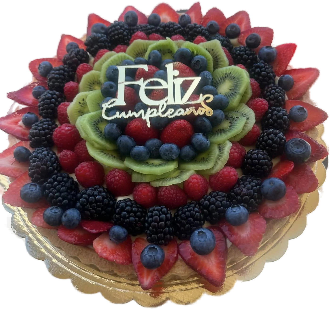 Fruit tart with berries and kiwi
