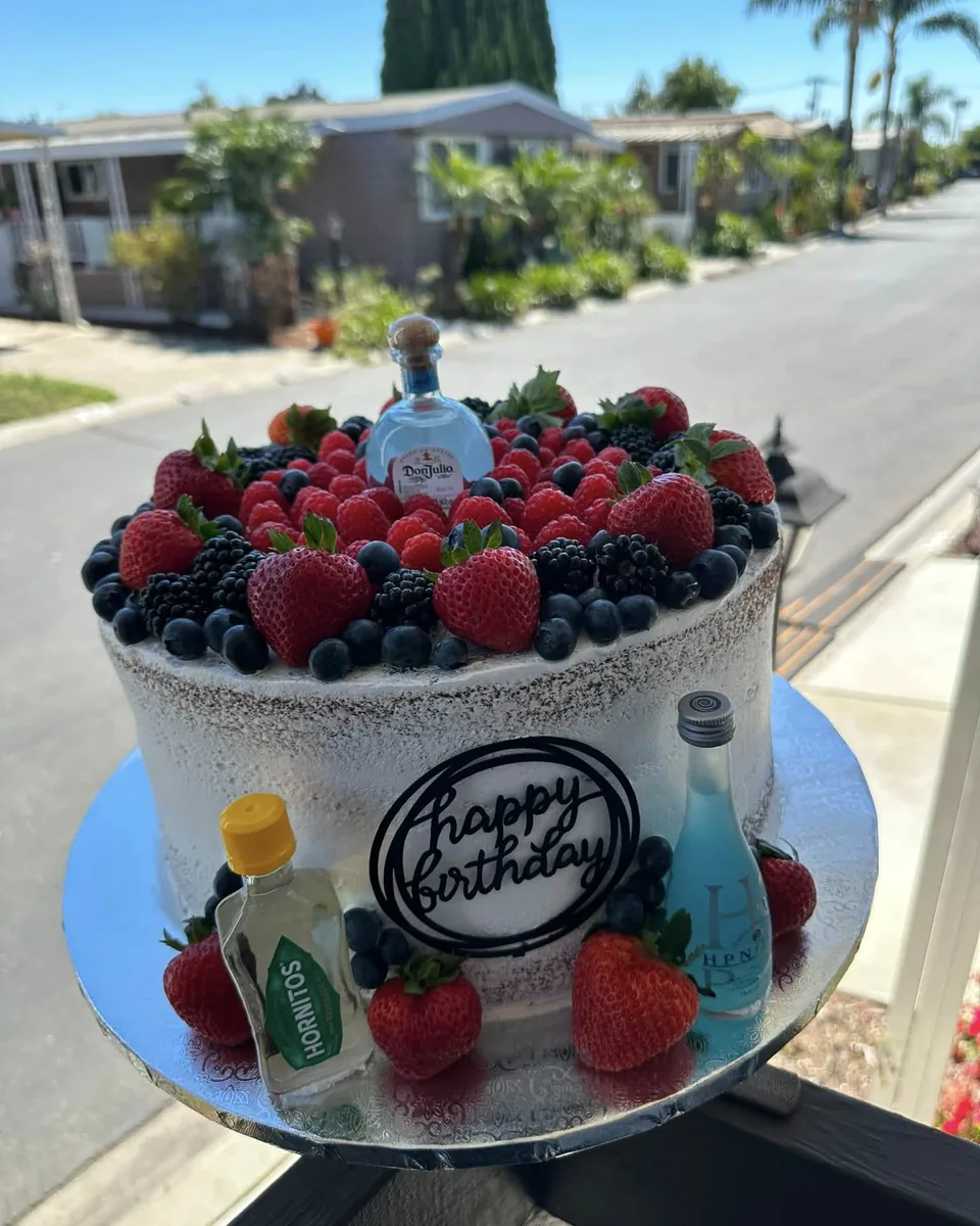 Berry Crown Cake: Piled high with strawberries, blueberries and raspberries