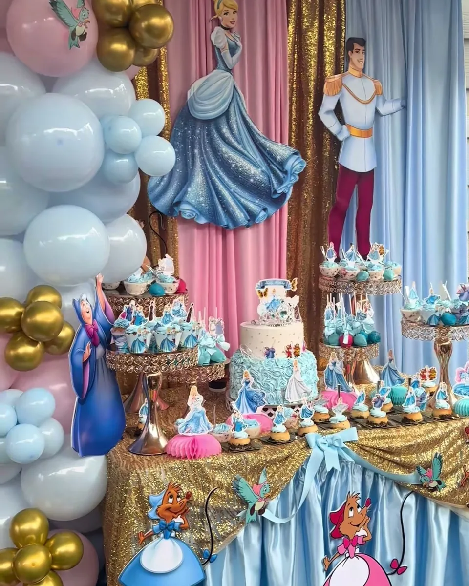 Cinderella Table: Themed desserts with a full balloon backdrop
