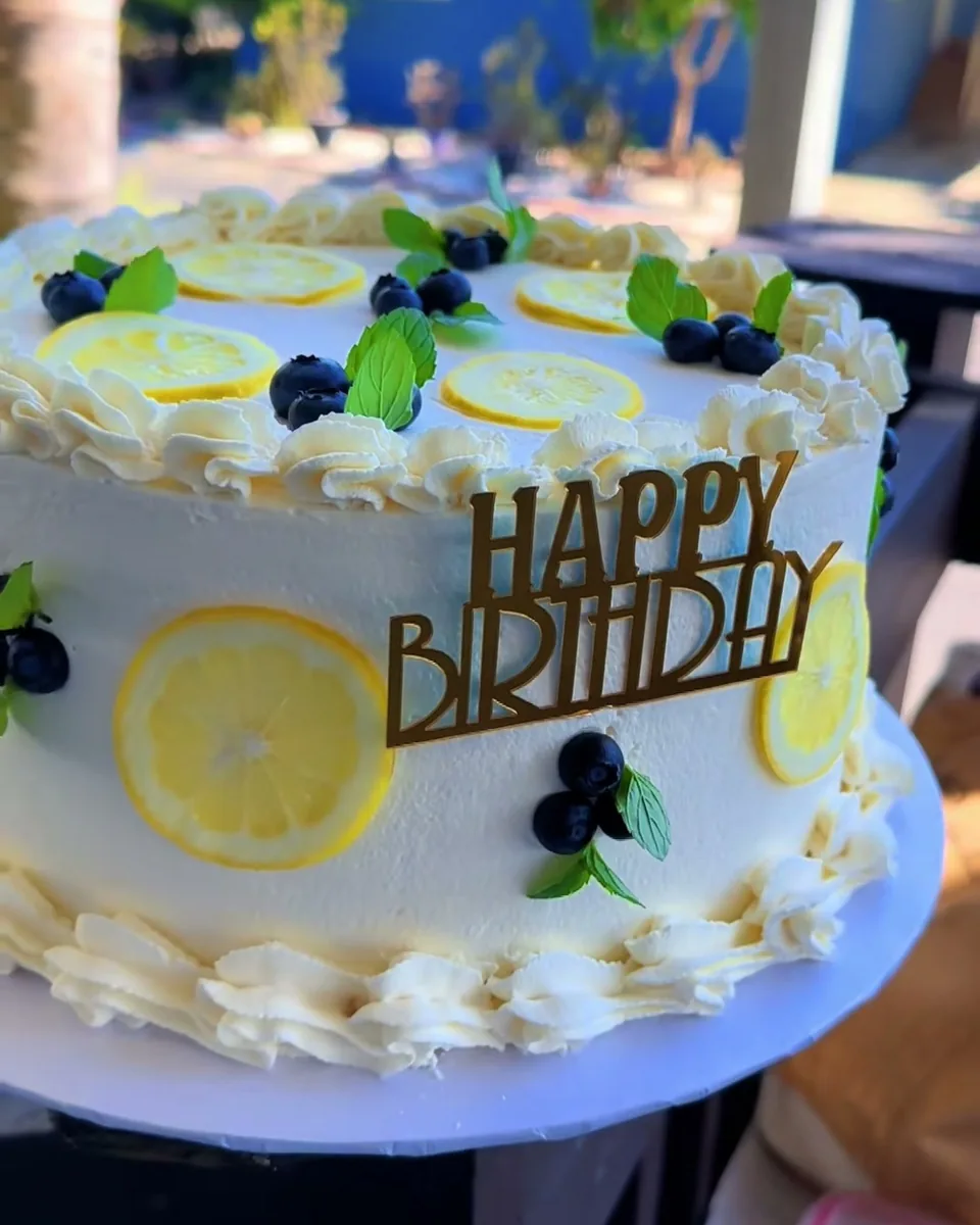 Lemon blueberry mascarpone birthday cake