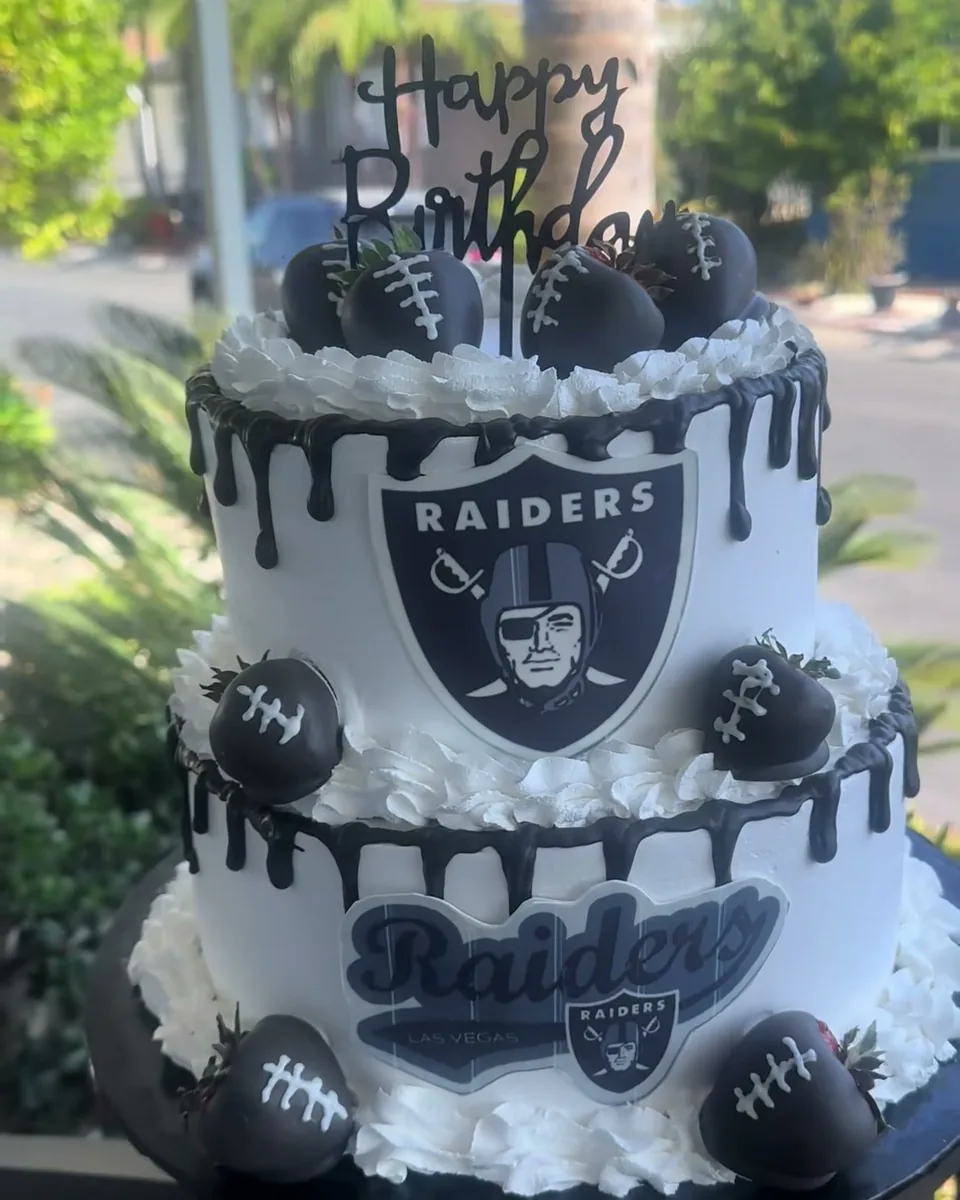 Two-tier Raiders birthday cake