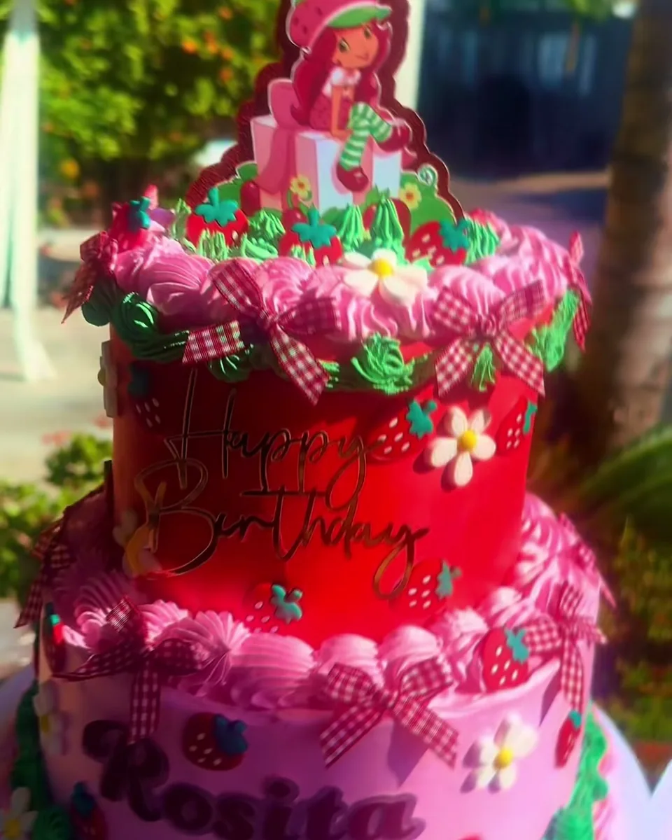 Strawberry Shortcake themed birthday cake