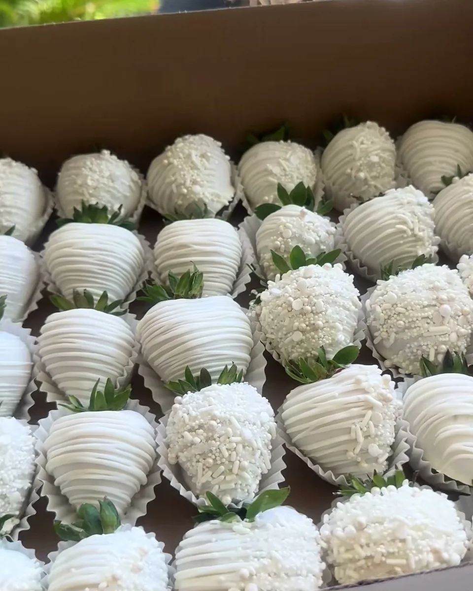 Box of white chocolate covered strawberries